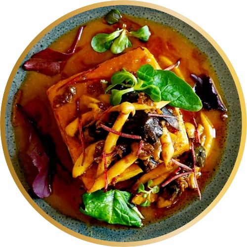 Tofu with Mushroom in Hot Garlic Sauce